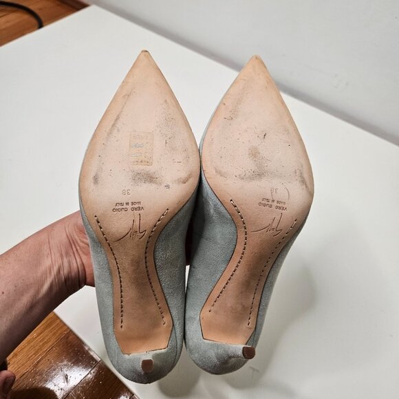 Giuseppe Zanotti Pointy Toe Suede Lucrezia Pumps Sz 7.5 US/ 38 EUR Mint Green - Picture 6 of 12